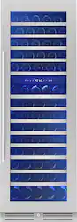 Zephyr - Presrv 24 in. 132-Bottle Built-In/Freestanding Dual Zone Full Size Wine Cooler with Full-Extension Wood Racks - Stainless Steel/Glass - Front_Zoom