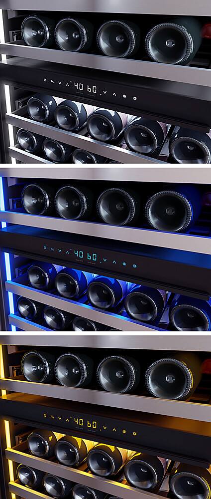 Alt View 19. Zephyr - Presrv 24 in. 132-Bottle Built-In/Freestanding Dual Zone Full Size Wine Cooler with Full-Extension Wood Racks - Stainless Steel + Glass.