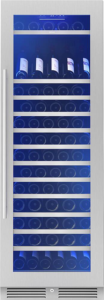 Alt View 18. Zephyr - Presrv 24 in. 142-Bottle Built-In/Freestanding Single Zone Full Size Wine Cooler with Full-Extension Wood Racks - Stainless Steel + Glass.