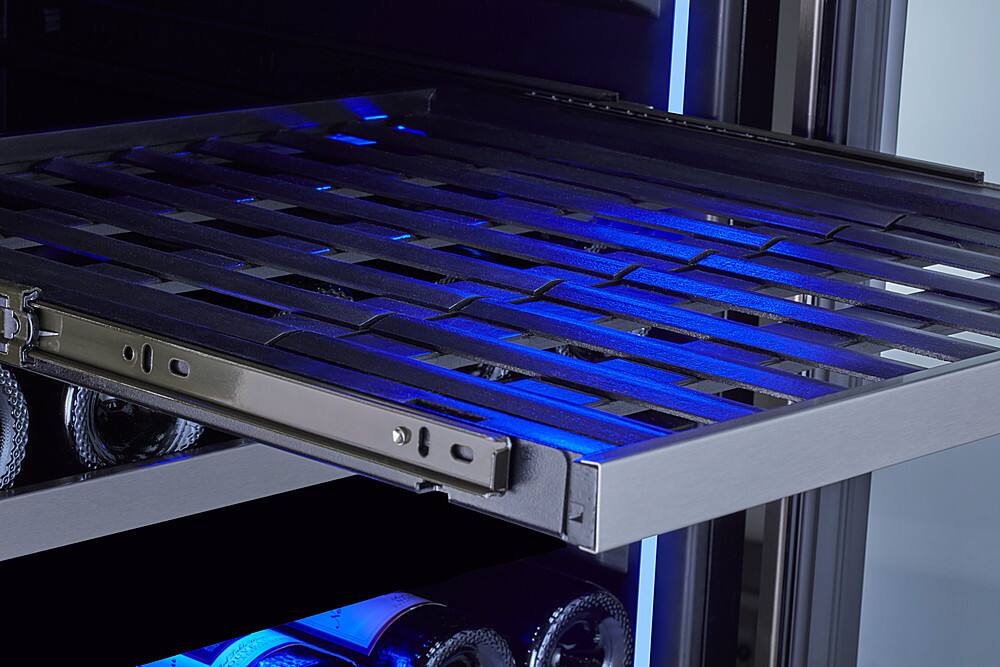 Alt View 19. Zephyr - Presrv 24 in. 142-Bottle Built-In/Freestanding Single Zone Full Size Wine Cooler with Full-Extension Wood Racks - Stainless Steel + Glass.