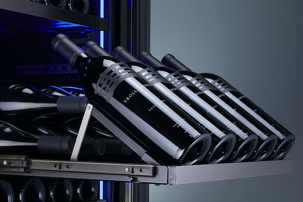 Alt View 20. Zephyr - Presrv 24 in. 142-Bottle Built-In/Freestanding Single Zone Full Size Wine Cooler with Full-Extension Wood Racks - Stainless Steel + Glass.