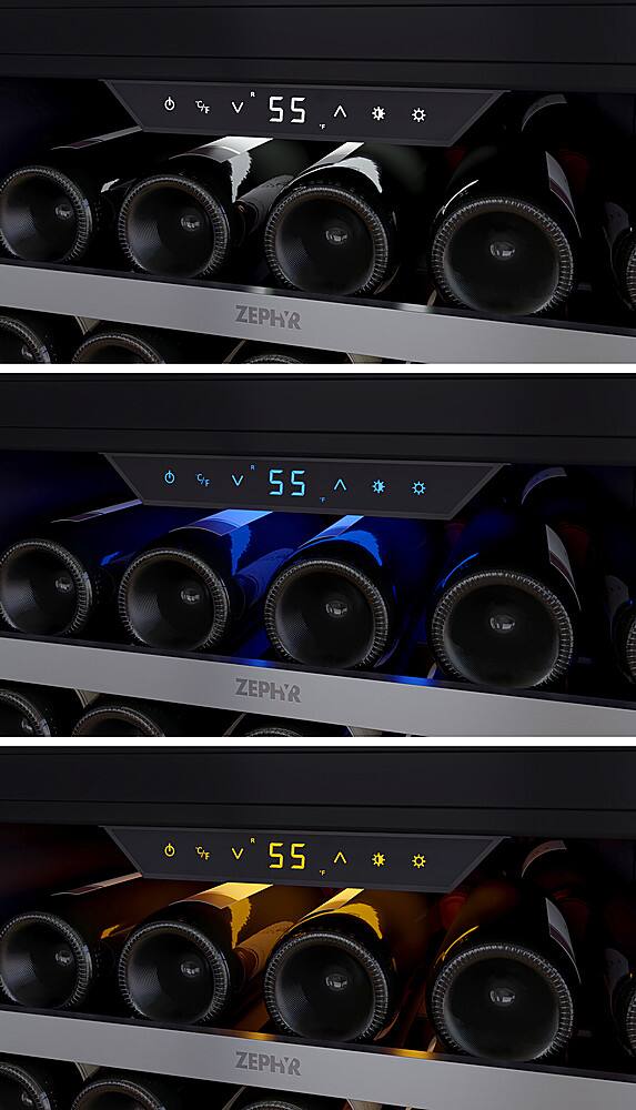 Alt View 22. Zephyr - Presrv 24 in. 142-Bottle Built-In/Freestanding Single Zone Full Size Wine Cooler with Full-Extension Wood Racks - Stainless Steel + Glass.