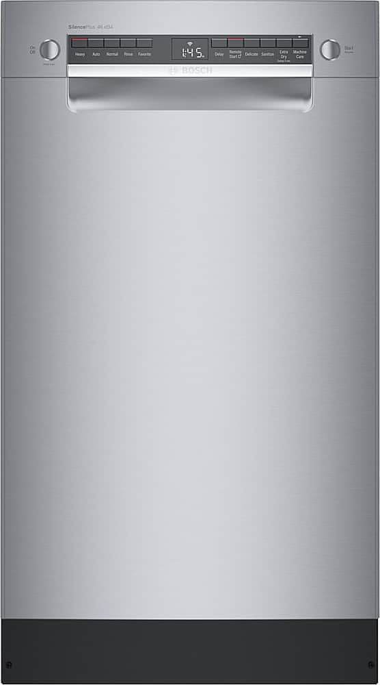 Bosch - 300 Series 18" Front Control Smart Built-In Dishwasher with 3rd Rack and 46 dBA - Stainless Steel - Front_Zoom