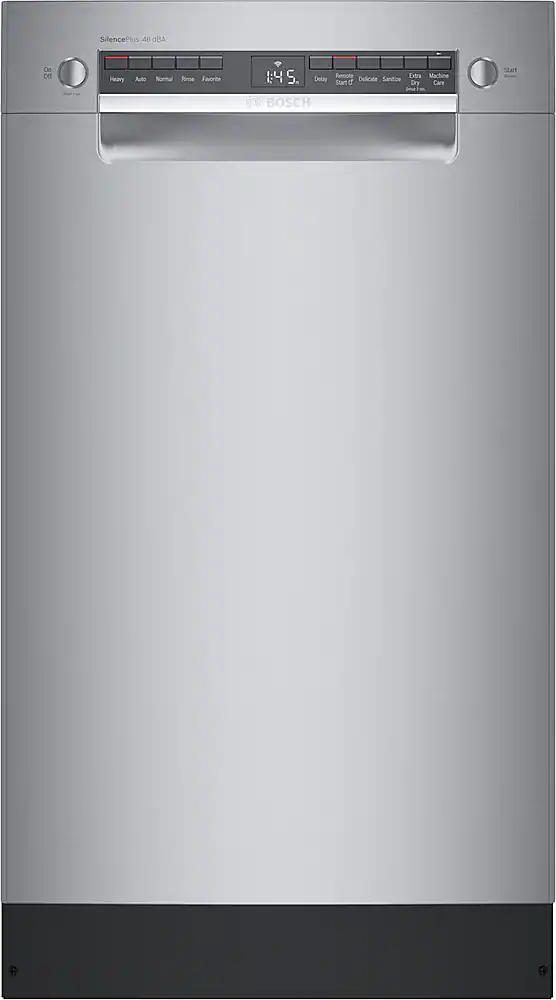 Front. Bosch - 300 Series 18" Front Control Smart Built-In Dishwasher with 3rd Rack and 46 dBA - Stainless Steel.