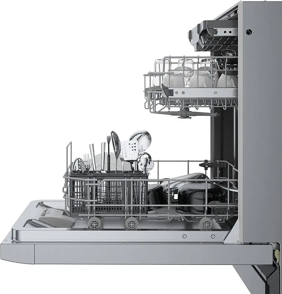 Alt View 12. Bosch - 300 Series 18" Front Control Smart Built-In Dishwasher with 3rd Rack and 46 dBA - Stainless Steel.