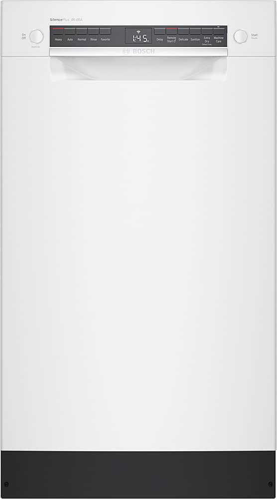 Front. Bosch - 300 Series 18" Front Control Smart Built-In Dishwasher with 3rd Rack and 46 dBA - White.