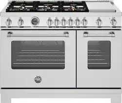 Bertazzoni - 48" Master Series range - Gas Oven - 6 brass burners + griddle - LP version - Stainless Steel - Front_Zoom