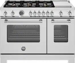 Bertazzoni - 48" Master Series range - Gas Oven - 6 brass burners + griddle - LP version - Stainless Steel