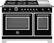 Front. Bertazzoni - 48" Heritage Series range - Gas Oven - 6 brass burners + griddle - Black.