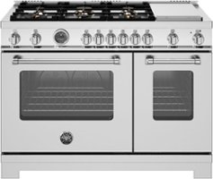 Bertazzoni - 48" Master Series range - Gas Oven - 6 brass burners + griddle - Stainless Steel - Front_Zoom
