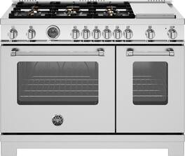 Bertazzoni - 48" Master Series range - Gas Oven - 6 brass burners + griddle - Stainless Steel