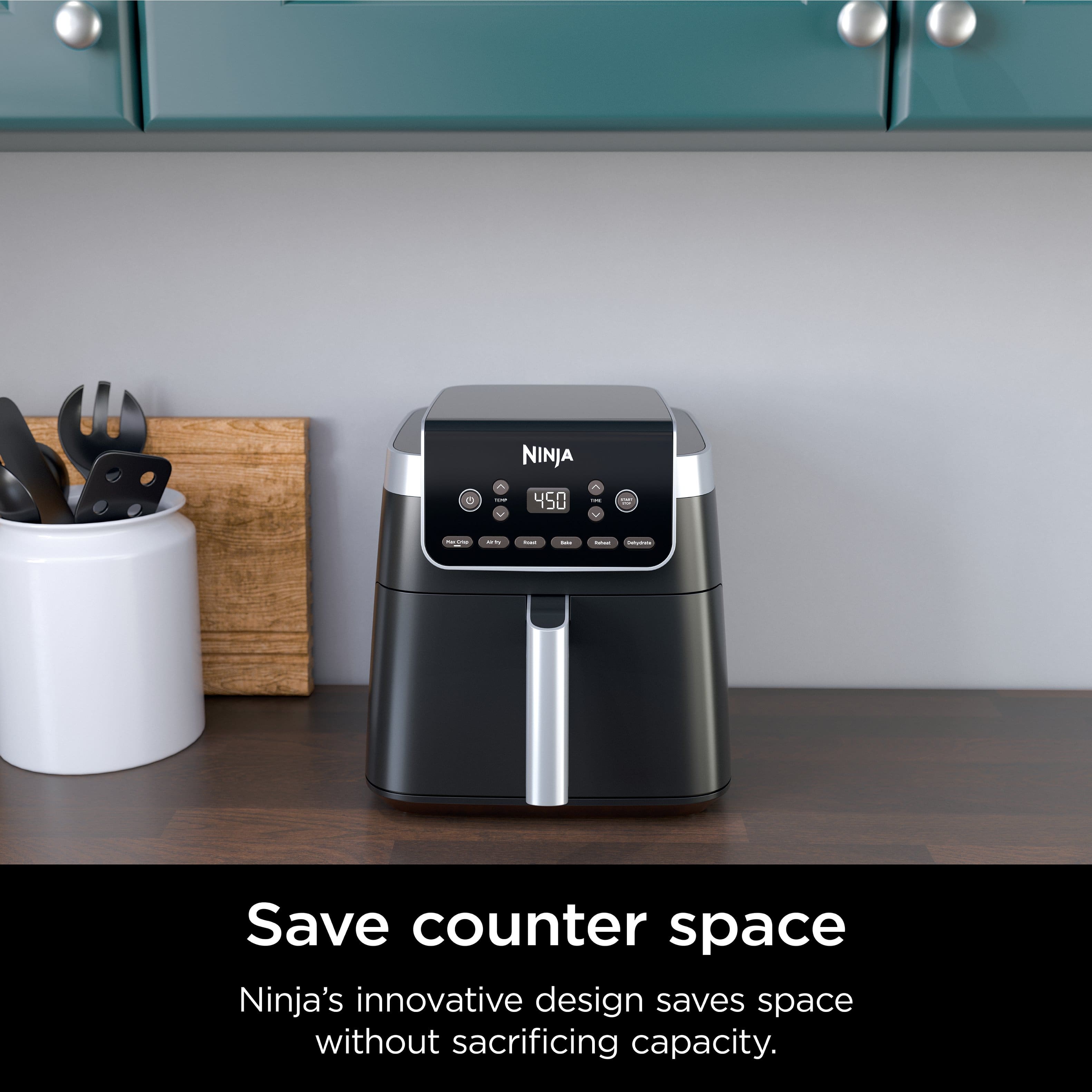 Save counter space Ninja's innovative design saves space without sacrificing capacity.