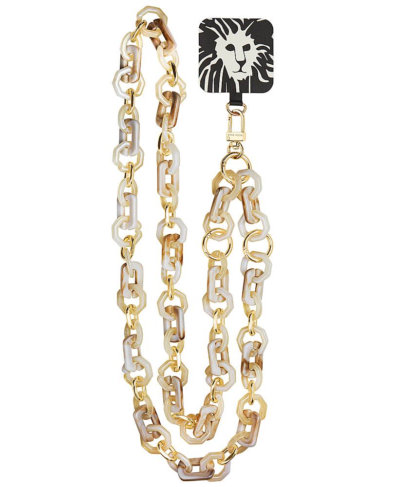 Front. Anne Klein - Acrylic Crossbody Chain for Apple iPhones - Ivory/Gold.