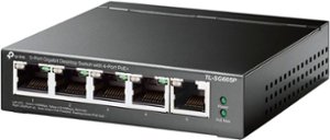 TP-Link - 5-Port Gigabit (10/100/1000Mbps) Desktop Unmanaged PoE Switch - Black - Angle_Zoom