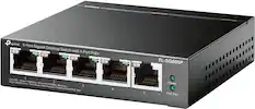 tp-link 5-Port Gigabit Desktop Switch with 4-Port PoE+ TL-SG605P
1. Left LED: Green = 1000Mbps
2. Right LED (Port1-4):
- Yellow = 10/100Mbps
- Solid Green = PoE
- Blink = Act
- Flashing Green = PoE fault
3. Powered
4. PoE Max