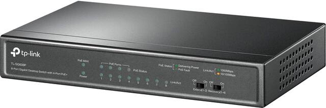 TP-Link - 8-Port Gigabit (10/100/1000Mbps) Desktop Unmanaged PoE Switch - Black