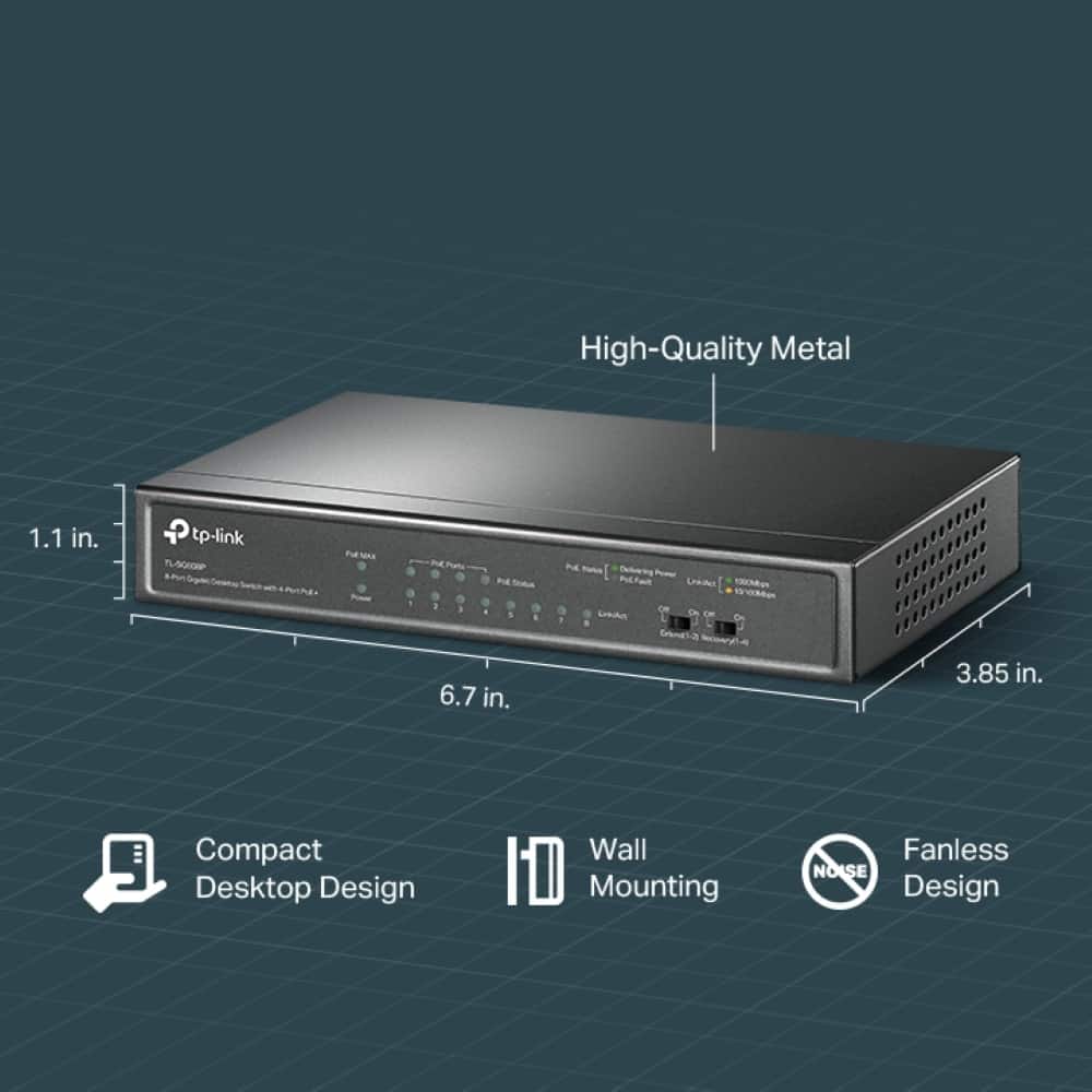 High-Quality Metal 1.1 in. e tp-link 7L-50009P Pt - Pd S 3 . A 6.7 in. PE Sas Calering - Pd Uintter 10cMk noe UA -a Necongtie 3.85 in. Compact Desktop Design Wall Mounting Fanless NOISE Design
