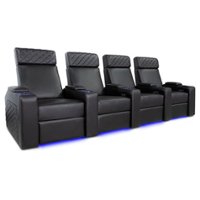 Valencia Theater Seating - Valencia Zurich Row of 4 Premium Top Grain Nappa Leather 11000 Home Theater Seating - Black - Angle_Zoom