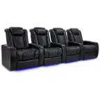 Angle. Valencia Theater Seating - Valencia Tuscany XL Row of 4 premium top grain Nappa leather 11000 Home Theater Seating - Midnight Black.