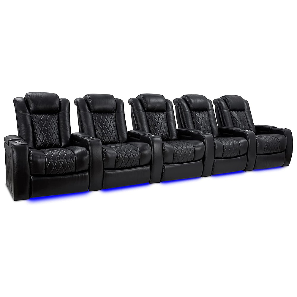 Angle View: Valencia Theater Seating - Valencia Tuscany XL Row of 5 premium top grain Nappa leather 11000 Home Theater Seating - Midnight Black