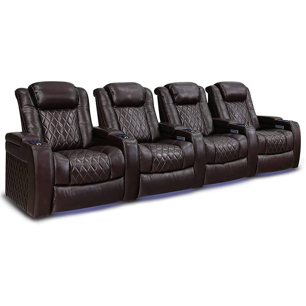 Angle. Valencia Theater Seating - Valencia Tuscany XL Row of 4 premium top grain Nappa leather 11000 Home Theater Seating - Dark Chocolate.