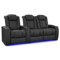 Valencia Theater Seating - Valencia Tuscany Luxury Row of 3 Loveseat Right Semi-Aniline Italian 20000 Leather Home Theater Seating - Graphite - Angle_Zoom