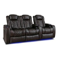 Valencia Theater Seating - Valencia Tuscany Row of 3 Loveseat Left Premium Top Grain 11000 Nappa Leather Home Theater Seating - Dark Chocolate - Angle_Zoom