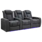 Angle. Valencia Theater Seating - Valencia Tuscany Row of 3 Premium Top Grain 11000 Nappa Leather Home Theater Seating - Charcoal Grey.