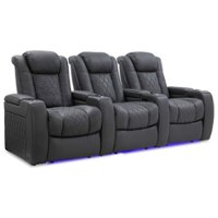 Valencia Theater Seating - Valencia Tuscany Row of 3 Premium Top Grain 11000 Nappa Leather Home Theater Seating - Charcoal Grey - Angle_Zoom