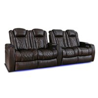 Valencia Theater Seating - Valencia Tuscany Row of 4 Loveseat Left Premium Top Grain 11000 Nappa Leather Home Theater Seating - Dark Chocolate - Angle_Zoom