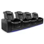 Angle. Valencia Theater Seating - Valencia Tuscany Row of 4 Loveseat Center Premium Top Grain 11000 Nappa Leather Home Theater Seating - Midnight Black.