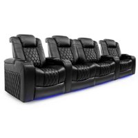 Valencia Theater Seating - Valencia Tuscany Row of 4 Loveseat Center Premium Top Grain 11000 Nappa Leather Home Theater Seating - Midnight Black - Angle_Zoom