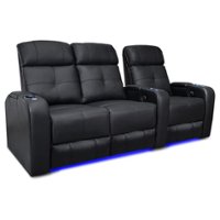 Valencia Theater Seating - Valencia Verona Power Headrest Row of 3 Loveseat Left Top Grain Genuine Leather 9000 Home Theater Seating - Black - Angle_Zoom