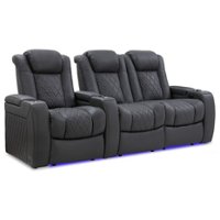 Valencia Theater Seating - Valencia Tuscany Row of 3 Loveseat Right Premium Top Grain 11000 Nappa Leather Home Theater Seating - Charcoal Grey - Angle_Zoom