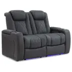 Angle. Valencia Theater Seating - Valencia Tuscany Row of 2 Loveseat Premium Top Grain 11000 Nappa Leather Home Theater Seating - Charcoal Grey.