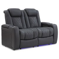 Valencia Theater Seating - Valencia Tuscany Row of 2 Loveseat Premium Top Grain 11000 Nappa Leather Home Theater Seating - Charcoal Grey - Angle_Zoom