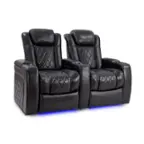Angle. Valencia Theater Seating - Valencia Tuscany Slim Row of 2 Premium Top Grain 11000 Nappa Leather Home Theater Seating - Midnight Black.