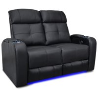 Valencia Theater Seating - Valencia Verona Power Headrest Row of 2 Loveseat Top Grain Genuine Leather 9000 Home Theater Seating - Black - Angle_Zoom