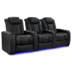 Angle. Valencia Theater Seating - Valencia Tuscany Luxury Edition Row of 3 Semi-Aniline Italian 20000 Nappa Leather Home Theater Seating - Onyx.