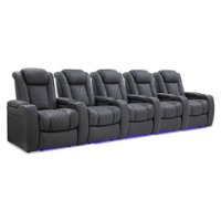 Valencia Theater Seating - Valencia Tuscany Row of 5 Premium Top Grain 11000 Nappa Leather Home Theater Seating - Charcoal Grey - Angle_Zoom