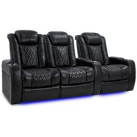 Valencia Theater Seating - Valencia Tuscany XL Row of 3 Loveseat Left premium top grain Nappa leather 11000 Home Theater Seating - Midnight Black - Angle_Zoom