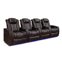 Valencia Theater Seating - Valencia Tuscany Row of 4 Premium Top Grain 11000 Nappa Leather Home Theater Seating - Dark Chocolate - Angle_Zoom
