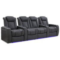 Valencia Theater Seating - Valencia Tuscany Row of 4 Loveseat Center Premium Top Grain 11000 Nappa Leather Home Theater Seating - Charcoal Grey - Angle_Zoom