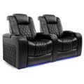 Angle Zoom. Valencia Theater Seating - Valencia Tuscany Row of 2 Premium Top Grain 11000 Nappa Leather Home Theater Seating - Midnight Black.