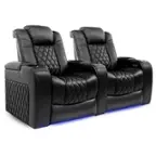 Angle. Valencia Theater Seating - Valencia Tuscany Row of 2 Premium Top Grain 11000 Nappa Leather Home Theater Seating - Midnight Black.
