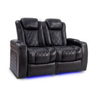 Valencia Theater Seating - Valencia Tuscany Slim Row of 2 Loveseat Premium Top Grain 11000 Nappa Leather Home Theater Seating - Midnight Black - Angle_Zoom
