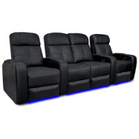 Valencia Theater Seating - Valencia Verona Power Headrest Row of 4 Loveseat Center Top Grain Genuine Leather 9000 Home Theater Seating - Black - Angle_Zoom