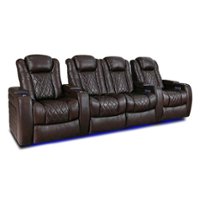 Valencia Theater Seating - Valencia Tuscany Row of 4 Loveseat Center Premium Top Grain 11000 Nappa Leather Home Theater Seating - Dark Chocolate - Angle_Zoom