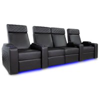 Valencia Theater Seating - Valencia Zurich Row of 4 Loveseat Center Premium Top Grain Nappa Leather 11000 Home Theater Seating - Black - Angle_Zoom
