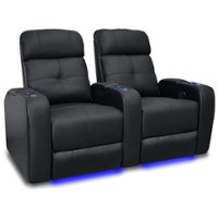 Valencia Theater Seating - Valencia Verona Power Headrest Row of 2 Top Grain Genuine Leather 9000 Home Theater Seating - Black - Angle_Zoom